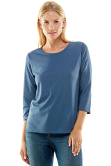 ATP-2337FT-WOMEN'S 3/4 SLEEVES  SIDE SLIT FRENCH TERRY TOP