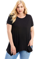 ATP-2307RSX  Plus Size Asymmetric Short Sleeve Tunic | Made in USA
