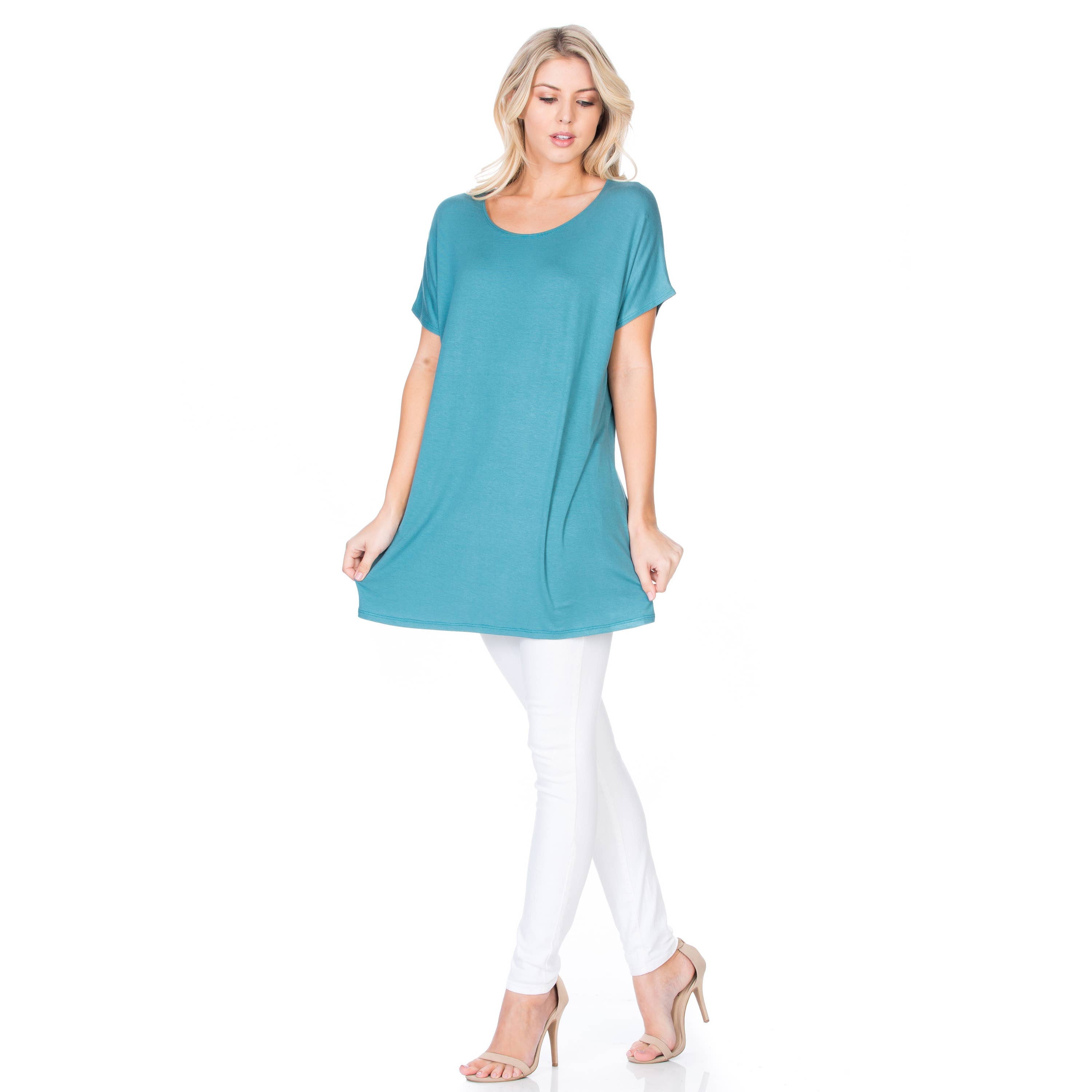 ATP-2277RS Basic Cap Sleeve Tunic | Made in USA | Azules Wholesale