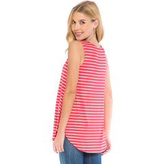 ATP-2308RS-AZULES Women's Stripe Print Casual Sleeveless Top | Made in USA | Azules Wholesale