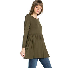 ATP-2271RS Long Sleeve Ruffle Hem Tunic | Made in USA | Azules Wholesale