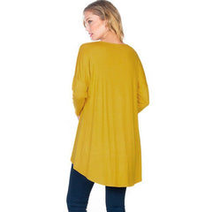 ATP-2211RS 3/4 SLEEVE HIGH-LOW TUNIC TOP | Made in USA | Azules Wholesale