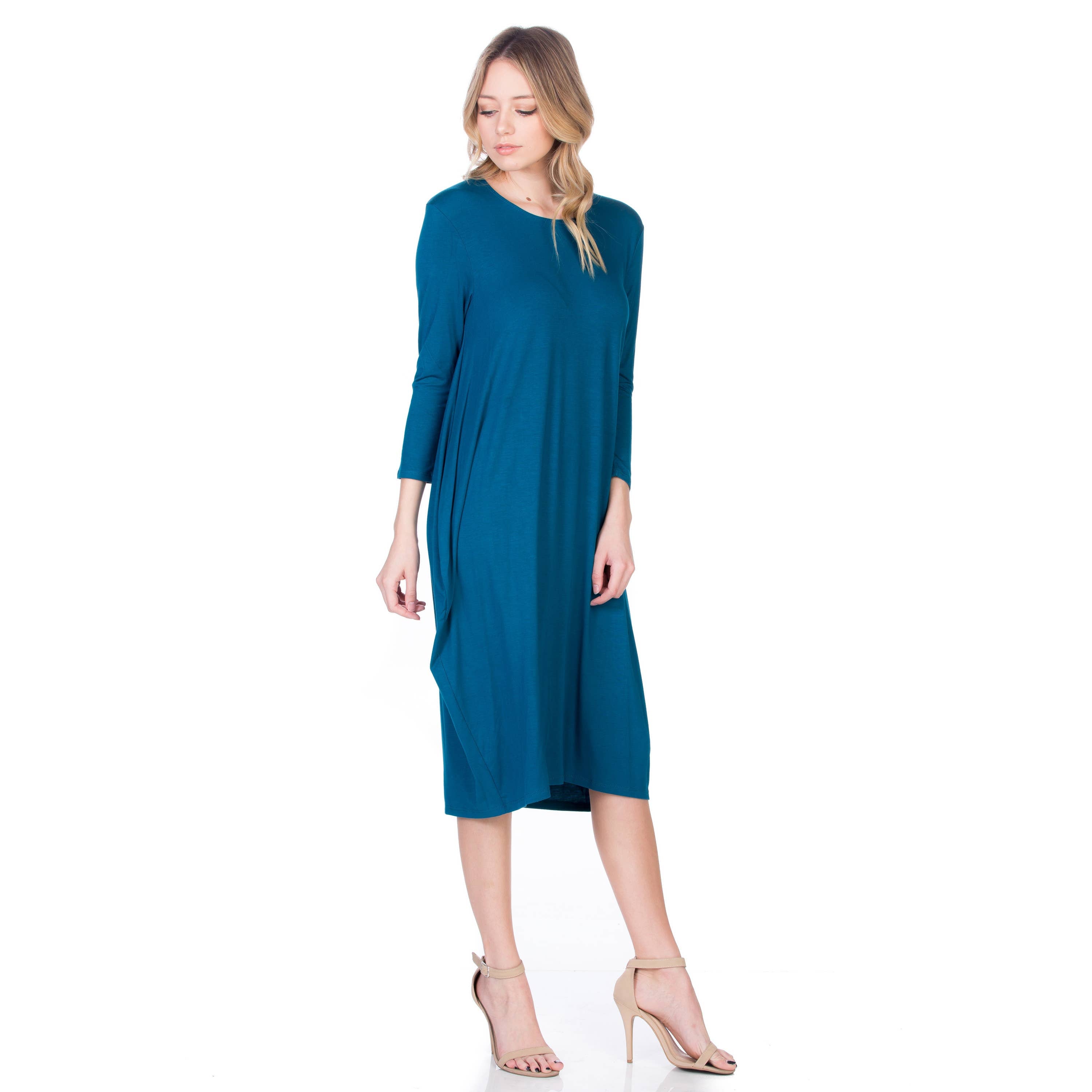 ADM-8255RS 3/4 Sleeve Midi Dress | Made in USA | Azules Wholesale