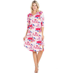 ADS-8263PS Women's Floral Mini Scoop Hem Dress | Made in USA | Azules Wholesale