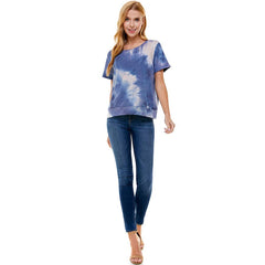 ATP-2328FT-Women's French Terry Tie Dye Top with Band | Made in USA | Azules Wholesale