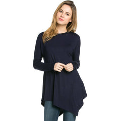 ATP-2262RS Asymmetric Crew Neck Long Sleeve Tunic | Made in USA | Azules Wholesale