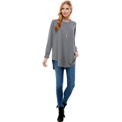 ATP-2321FT-Women's Oversized Long Sleeve Crew Neck Tunic | Made in USA | Azules Wholesale