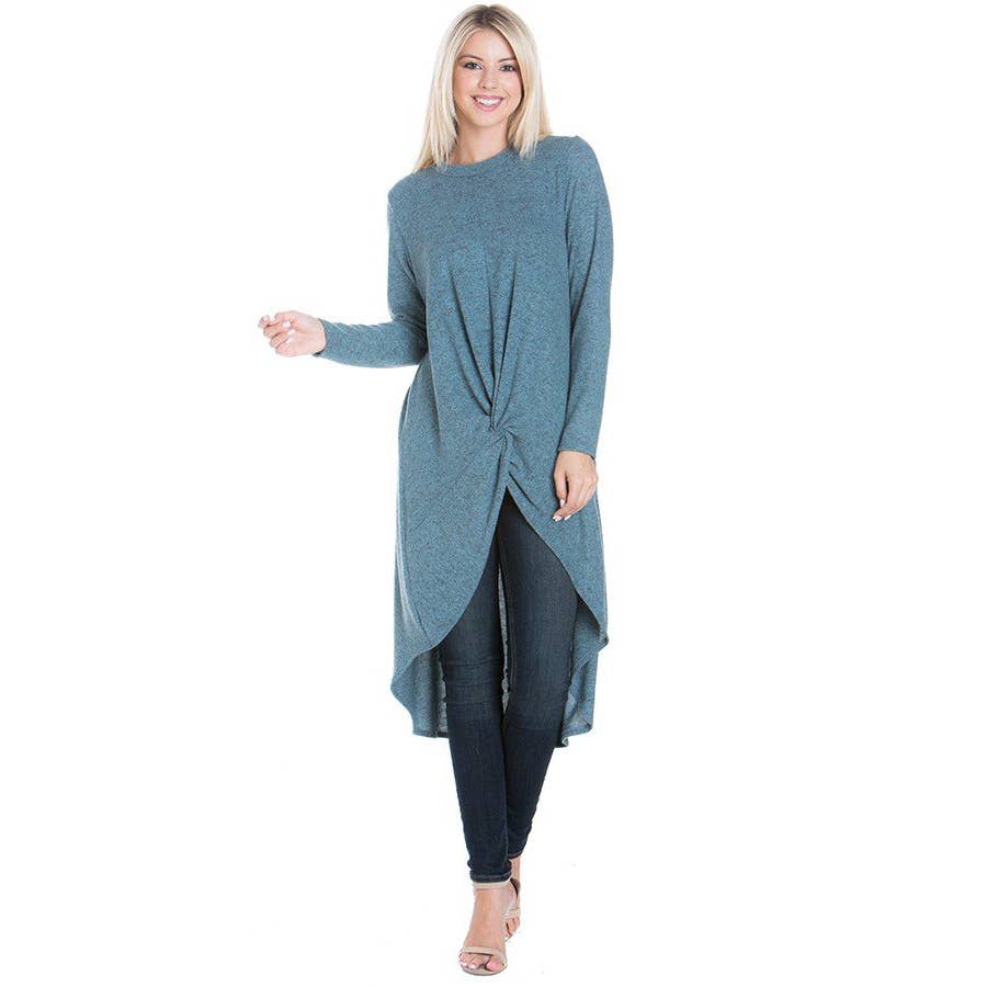 ATP-2302HC Long Sleeve Fit Flare Tunic Dress | Made in USA | Azules Wholesale