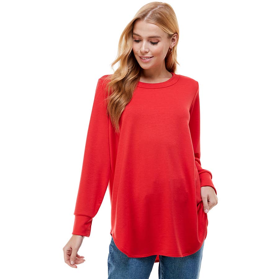 ATP-2321FT-Women's Oversized Long Sleeve Crew Neck Tunic | Made in USA | Azules Wholesale