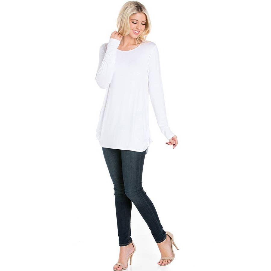 ATP-2304RS Long Sleeve Ruched Side Tunic | Made in USA | Azules Wholesale