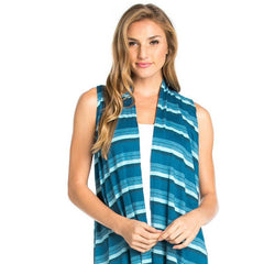 AJK-2071PR- Multi Print Sleeveless Cardigan Vest | Made in USA | Azules Wholesale