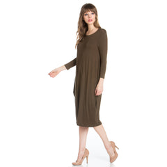 ADM-8255RS 3/4 Sleeve Midi Dress | Made in USA | Azules Wholesale