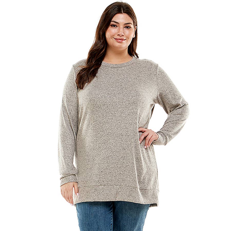 ATP-2301HCX-Plus Size Long Sleeve Pullover Sweater Tunic | Made in USA | Azules Wholesale