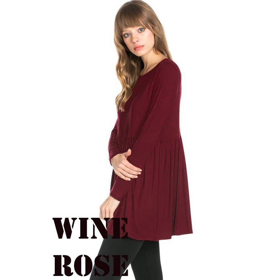 ATP-2271RS Long Sleeve Ruffle Hem Tunic | Made in USA | Azules Wholesale