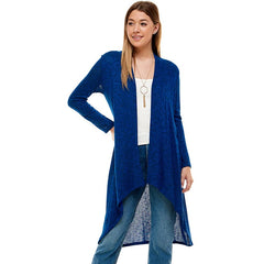 AJK-2063HC Super Soft Open Front Drape High Low Long Cardi | Made in USA | Azules Wholesale