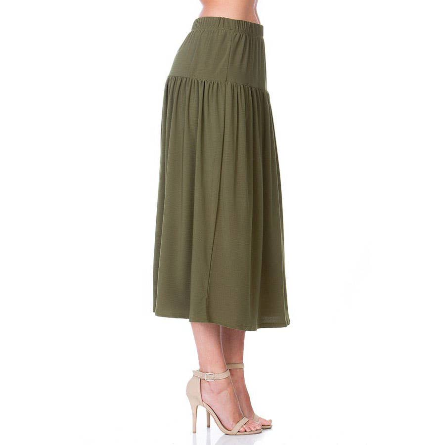 ASK-9026PS Contemporary Midi Skirt | Made in USA | Azules Wholesale