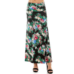 ASK-9001PS High Waisted Floral Print Maxi Skirt | Made in USA | Azules Wholesale