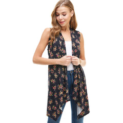 AJK-2071PR- Multi Print Sleeveless Cardigan Vest | Made in USA | Azules Wholesale