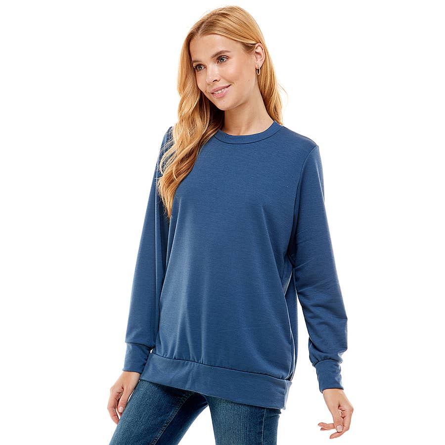 ATP-2323FT-Women's Solid Boy Friend Fit Tunic | Made in USA | Azules Wholesale