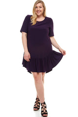 ADS-8265PSX Plus Size Mini Dress with Ruffle Hem | Made in USA | Azules Wholesale