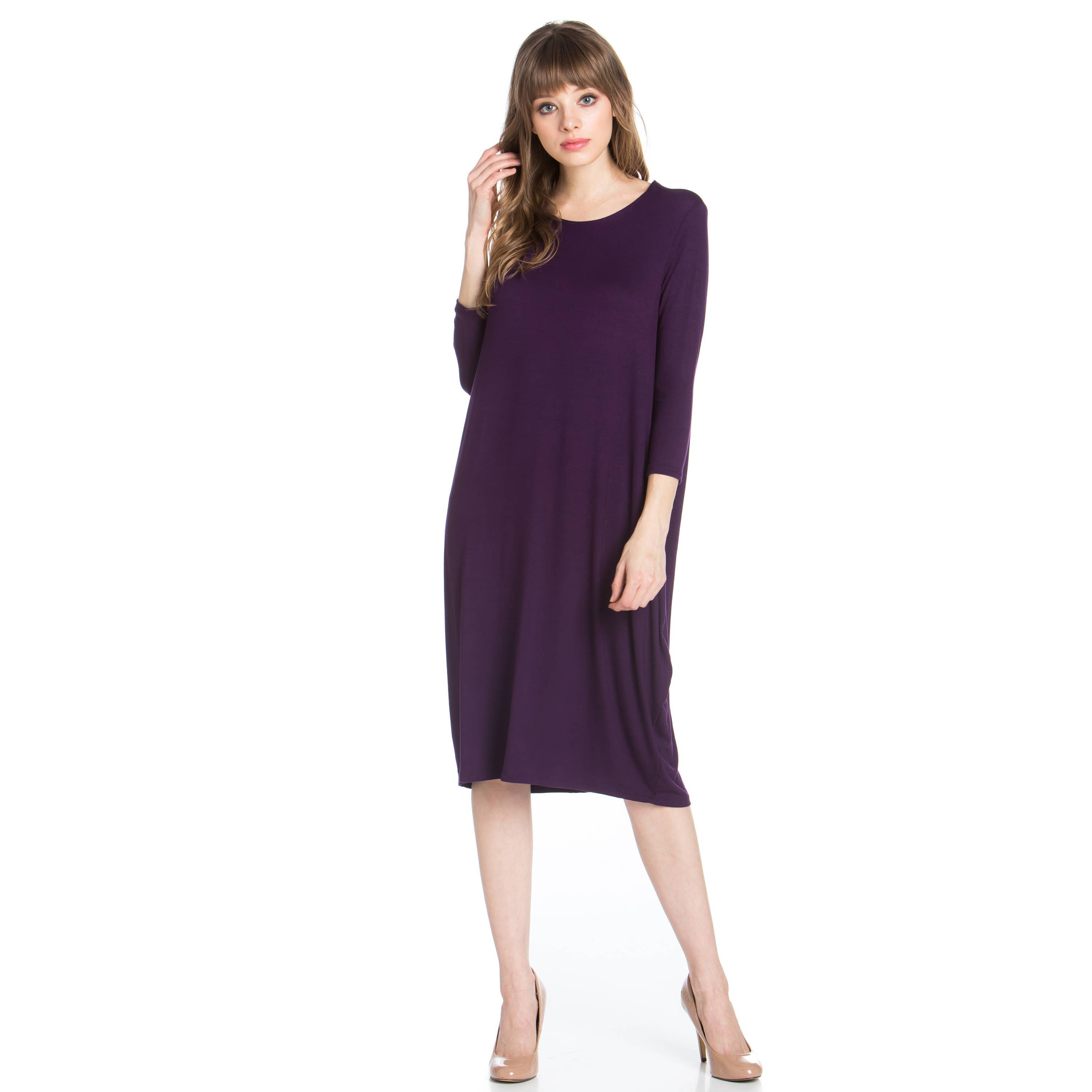 ADM-8255RS 3/4 Sleeve Midi Dress | Made in USA | Azules Wholesale