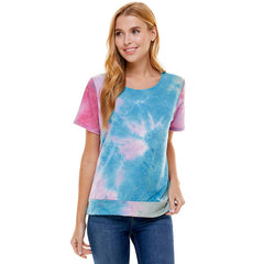 ATP-2328FT-Women's French Terry Tie Dye Top with Band | Made in USA | Azules Wholesale