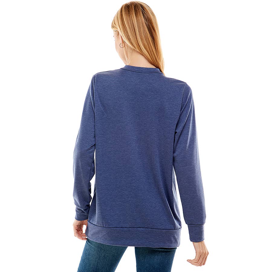 ATP-2323FT-Women's Solid Boy Friend Fit Tunic | Made in USA | Azules Wholesale