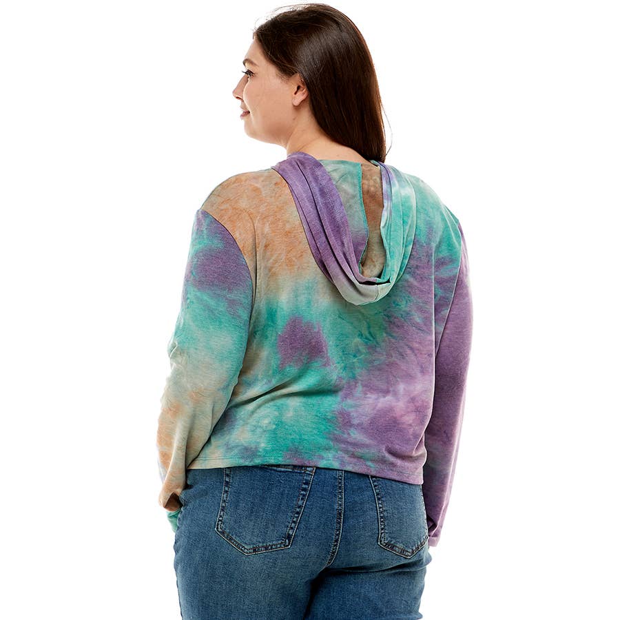 ATP-2332FTX-Plus Size Women's Hooded Long Sleeves Tie Dye to | Made in USA | Azules Wholesale