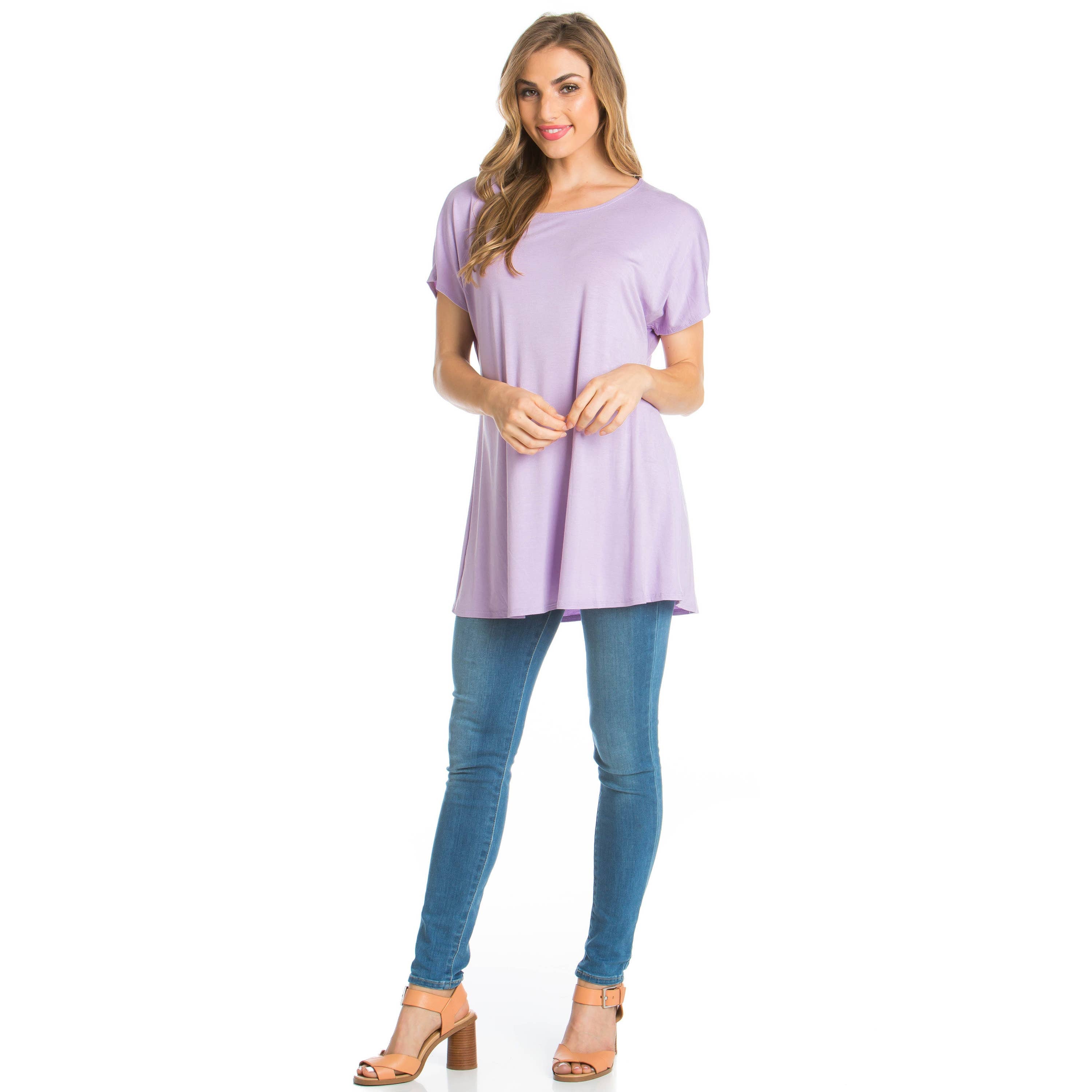 ATP-2277RS Basic Cap Sleeve Tunic | Made in USA | Azules Wholesale