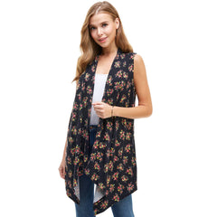 AJK-2071PR- Multi Print Sleeveless Cardigan Vest | Made in USA | Azules Wholesale