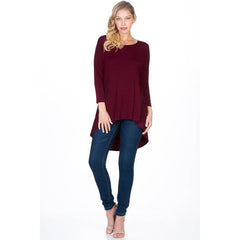 ATP-2211RS 3/4 SLEEVE HIGH-LOW TUNIC TOP | Made in USA | Azules Wholesale