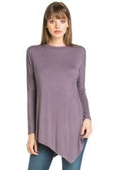 ATP-2262RS Asymmetric Crew Neck Long Sleeve Tunic | Made in USA | Azules Wholesale