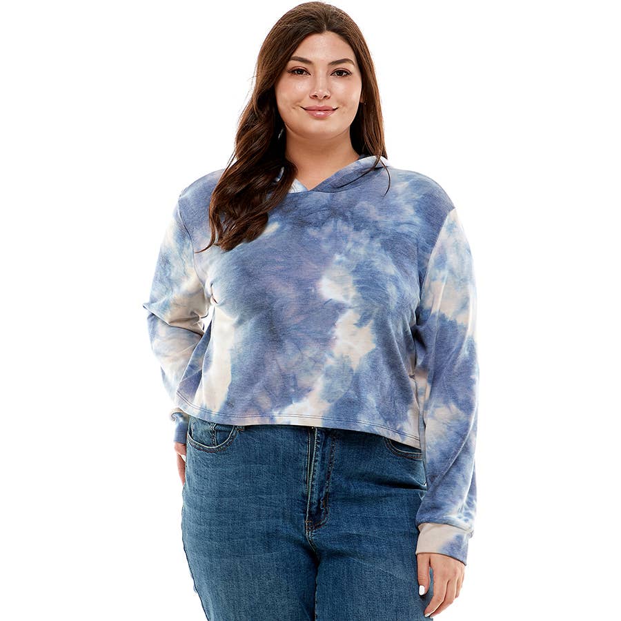 ATP-2332FTX-Plus Size Women's Hooded Long Sleeves Tie Dye to | Made in USA | Azules Wholesale