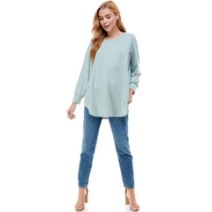 ATP-2321FT-Women's Oversized Long Sleeve Crew Neck Tunic | Made in USA | Azules Wholesale