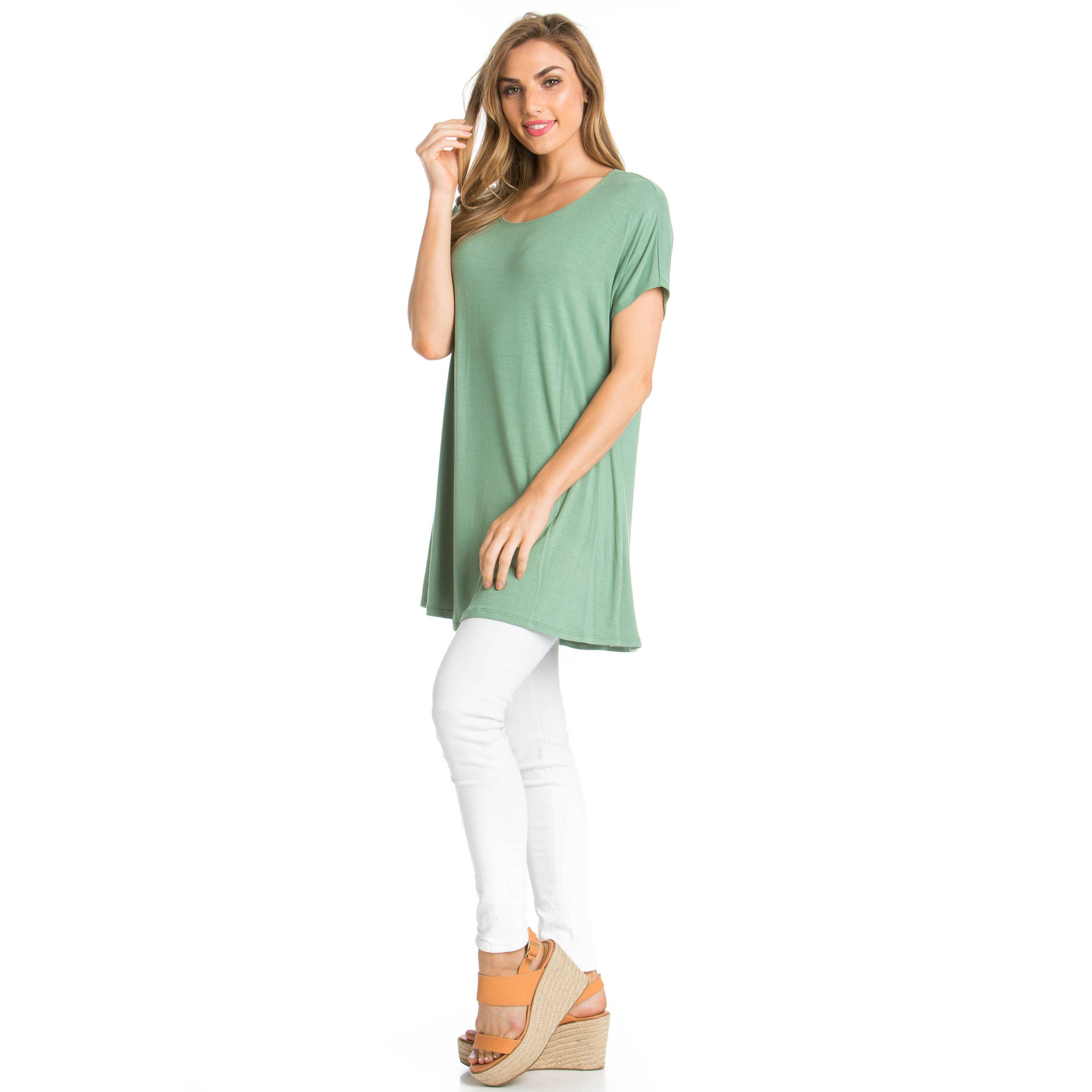 ATP-2277RS Basic Cap Sleeve Tunic | Made in USA | Azules Wholesale