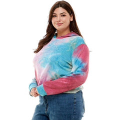 ATP-2332FTX-Plus Size Women's Hooded Long Sleeves Tie Dye to | Made in USA | Azules Wholesale