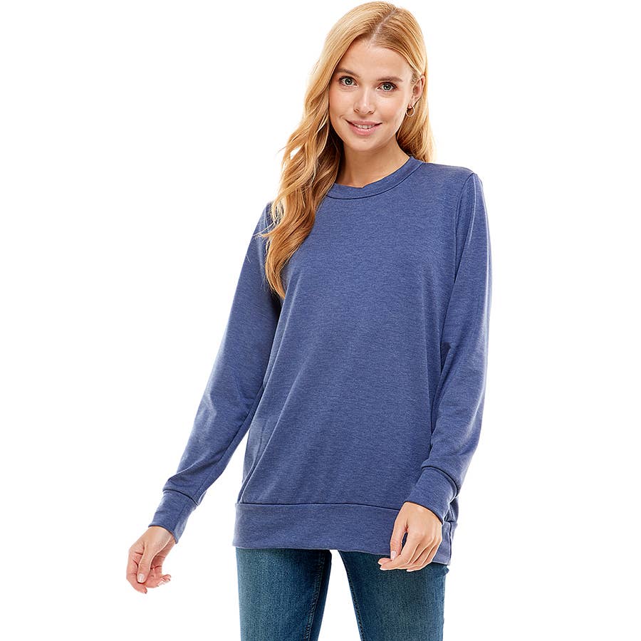 ATP-2323FT-Women's Solid Boy Friend Fit Tunic | Made in USA | Azules Wholesale