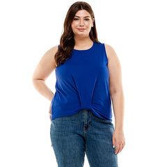 ATP-2320RSX-Plus Size Women's Sleeveless Front Twist-KnotTop | Made in USA | Azules Wholesale