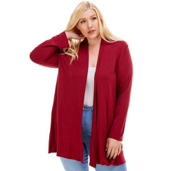 AJK-3001RSX Plus Size Long Sleeve Open Front Drape Cardigan | Made in USA | Azules Wholesale