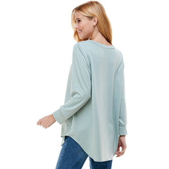 ATP-2321FT-Women's Oversized Long Sleeve Crew Neck Tunic | Made in USA | Azules Wholesale