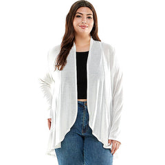 AJK-3016HCX-PLUS-Women's Long Sleeves Ruffled Hacci Cardigan | Made in USA | Azules Wholesale