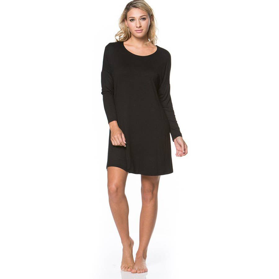 ADS-8225RS Long Sleeve Above The Knee Loose Fit Tunic Dress | Made in USA | Azules Wholesale