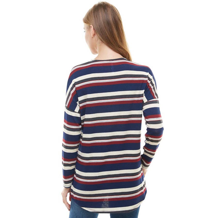 ATP-2313HC-Women's Striped Long Sleeve Tunic | Made in USA | Azules Wholesale