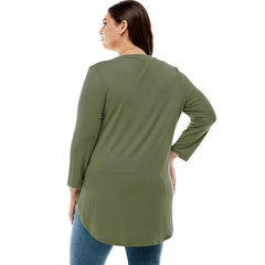 ATP-2334RSX-Plus Women's V Neck 3/4 Sleeve Tunic Top | Made in USA | Azules Wholesale
