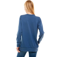 ATP-2323FT-Women's Solid Boy Friend Fit Tunic | Made in USA | Azules Wholesale