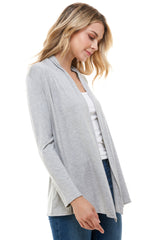 2057RS | Long Sleeve Open Front Drape Solid  Cardigan | Made in USA