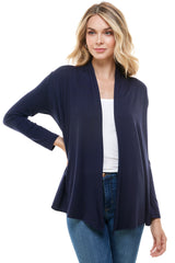 2057RS | Long Sleeve Open Front Drape Solid  Cardigan | Made in USA