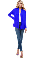 2057RS | Long Sleeve Open Front Drape Solid  Cardigan | Made in USA