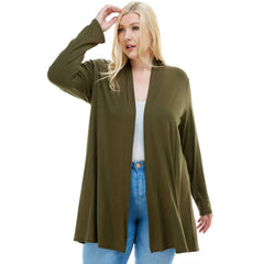 AJK-3001RSX Plus Size Long Sleeve Open Front Drape Cardigan | Made in USA | Azules Wholesale