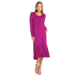 ADM-8258RS Ruffle Hem Long Sleeve Midi Dress | Made in USA | Azules Wholesale